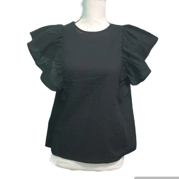 NWT A New Day Flutter Sleeve Black Blouse S - Picture 1 of 5